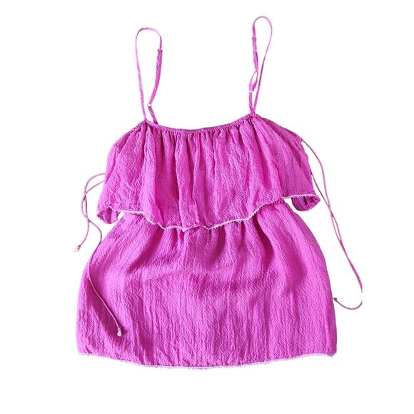 Twelfth Street by Cynthia Vincent Women’s Silk Ruffle Cami Top Pink Size 0 - Picture 1 of 6